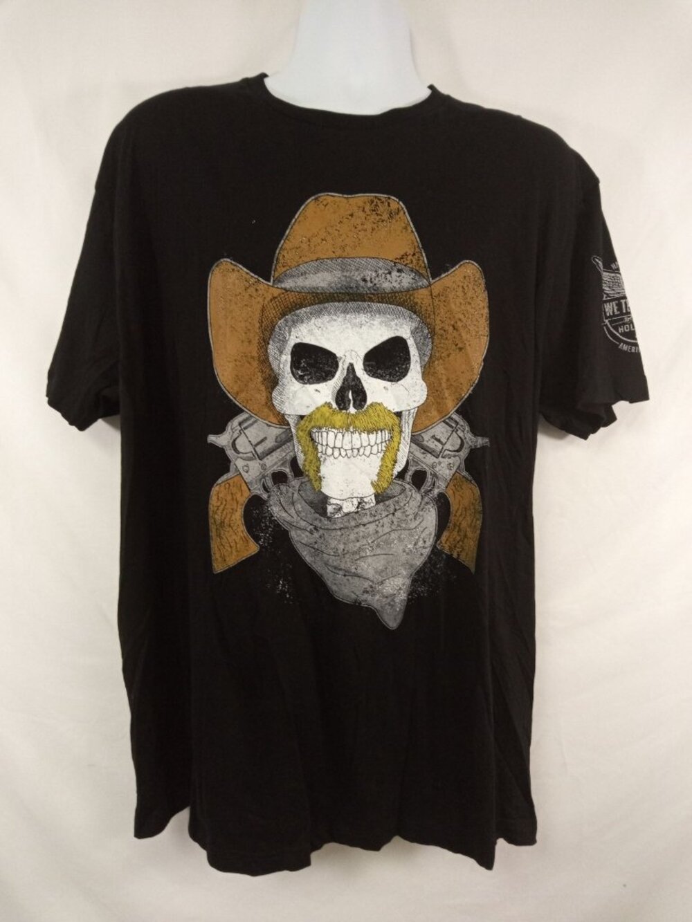 "We the People Holsters USA" Men's Cowboy Skull and Amendment Black Tee Sz. XXL